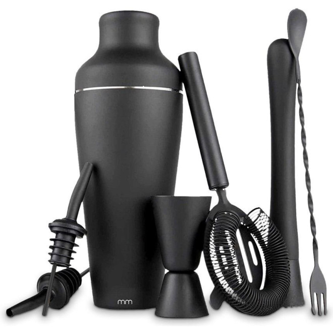 Σετ Σέικερ για Κοκτέιλ MikaMax Cocktail Shaker Set από Ανοξείδωτο Ατσάλι Black