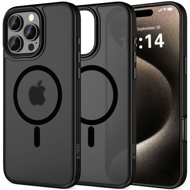 Σκληρή Ημιδιάφανη Θήκη MagSafe - Apple iPhone 16 Pro Max - Tech-Protect MagMat - Matte Black