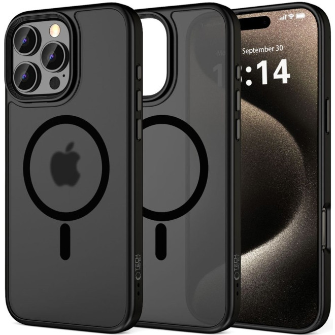 Σκληρή Ημιδιάφανη Θήκη MagSafe - Apple iPhone 16 Pro - Tech-Protect MagMat - Matte Black 