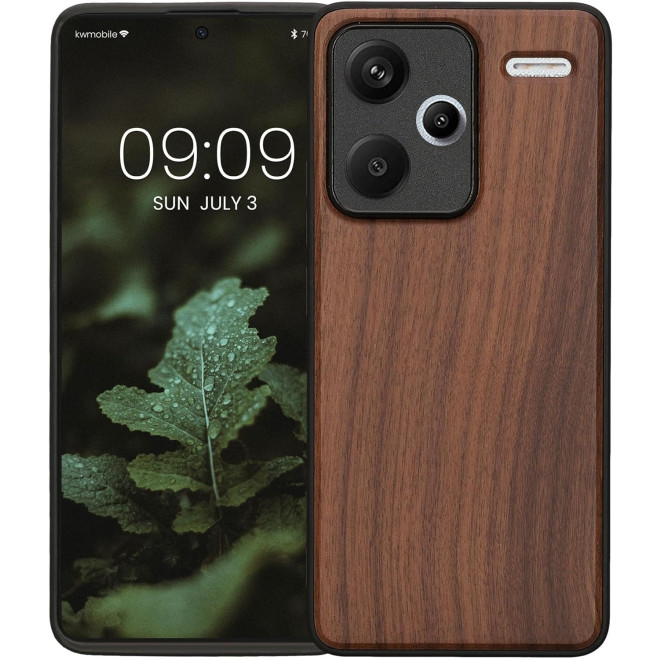 Σκληρή Ξύλινη Θήκη με TPU Bumper - Xiaomi Redmi Note 13 Pro Plus - KWmobile Wood Case with TPU Bumper - Walnut / Brown