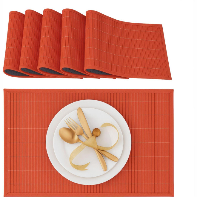 Σουπλά Relaxdays Set of 6 Rectangular Bamboo Placemats από Μπαμπού 45 x 30 cm 6 Τεμάχια Red