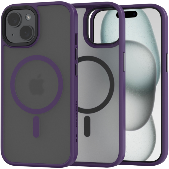 Spacecase Hybrid MagSafe - Σκληρή Ημιδιάφανη Θήκη MagSafe - Apple iPhone 15 Plus - Purple