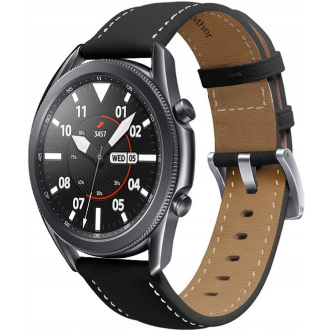 Spacecase Leather Strap - Universal Δερμάτινο Λουράκι για Smartwatches (22mm) - Black