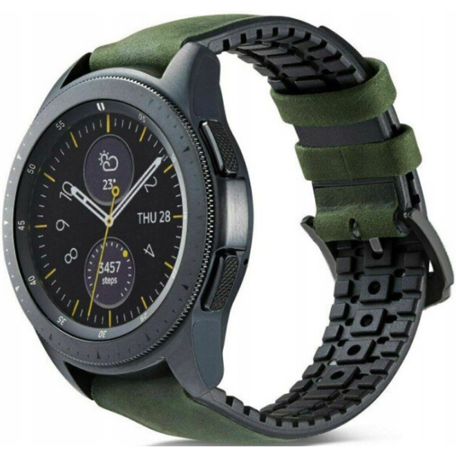 Spacecase Major - Universal Λουράκι για Smartwatches (20mm) από Δέρμα Σουέτ και Σιλικόνη - Green