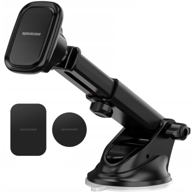 Spacecase SC10 Dashboard & Windshield Magnetic Car Holder - Universal Μαγνητική Βάση Κινητών με Βεντούζα & Ρυθμιζόμενο Βραχίονα για Ταμπλό / Παρμπρίζ Αυτοκινήτου - Black