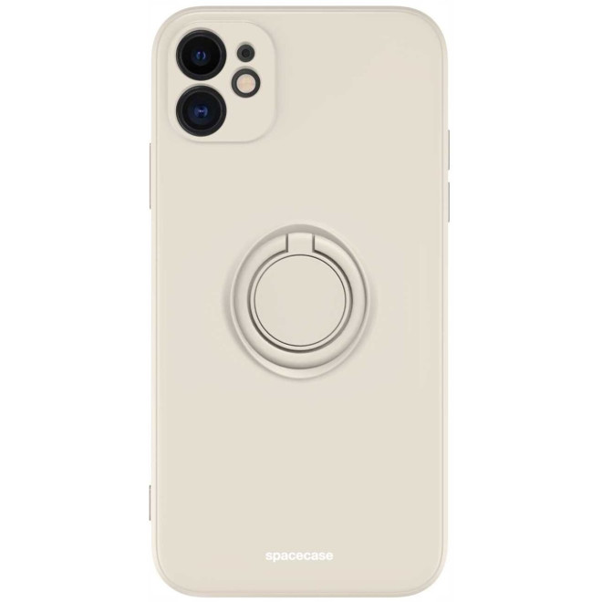 Spacecase Silicone Ring - Θήκη Σιλικόνης με Μεταλλικό Μαγνητικό Ring Holder - Apple iPhone 11 - Bone