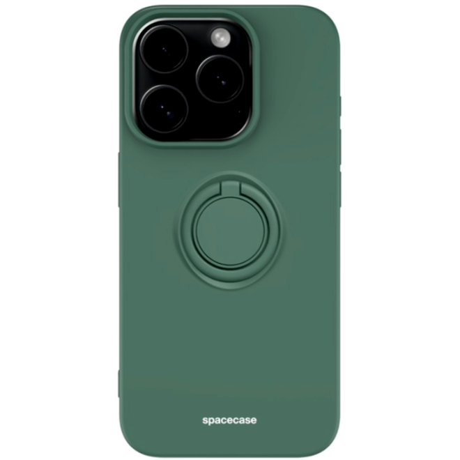 Spacecase Silicone Ring - Θήκη Σιλικόνης με Μεταλλικό Μαγνητικό Ring Holder - Apple iPhone 15 Pro - Dark Green