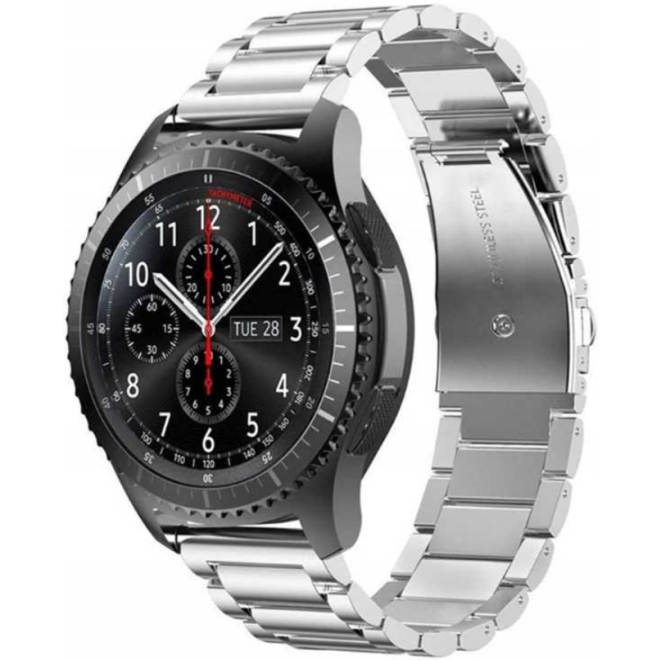 Spacecase Stainless Steel - Universal Μεταλλικό Λουράκι για Smartwatches (22mm) από Ανοξείδωτο Ατσάλι - Silver