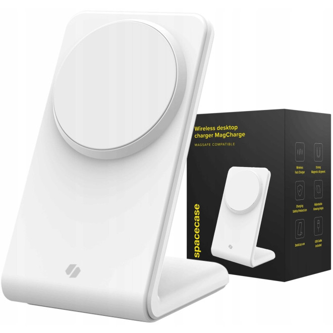 Spacecase WM2W Wireless Desktop Charger MagCharger - Βάση Ασύρματης Φόρτισης MagSafe για iPhone 16 / 15 / 14 / 13 / 12 - 15W - White