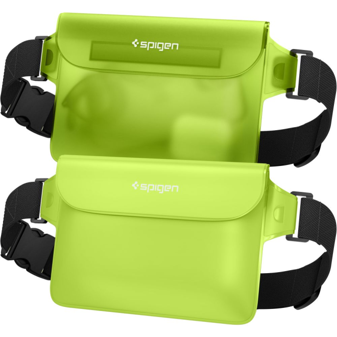 Spigen A620 Aqua Shield Waterproof Pouch Bag - Universal Αδιάβροχη Τσάντα Μέσης - IPX8 - 20 x 12 cm - Cactus Green - 2 Τεμάχια