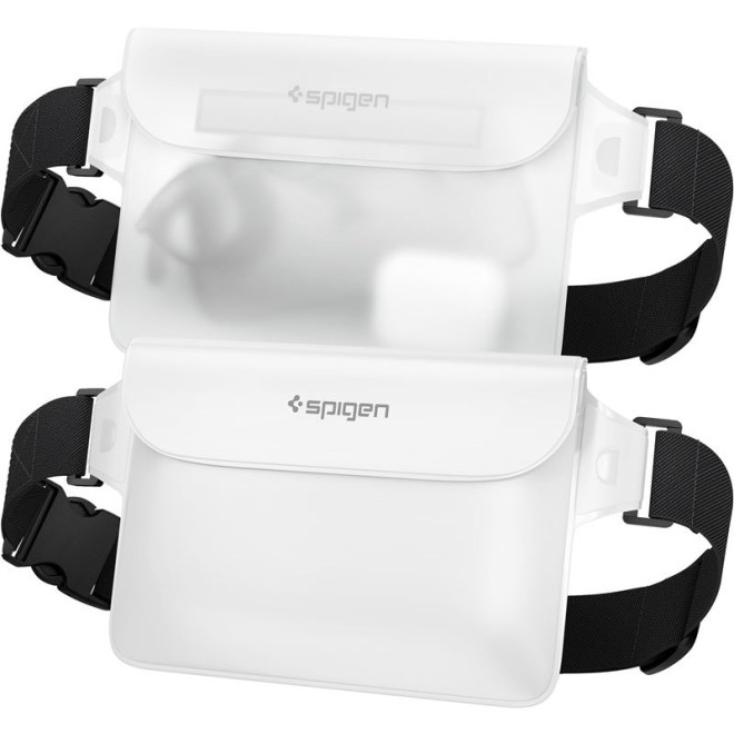 Spigen A620 Aqua Shield Waterproof Pouch Bag - Universal Αδιάβροχη Τσάντα Μέσης - IPX8 - 20 x 12 cm - Snow White - 2 Τεμάχια