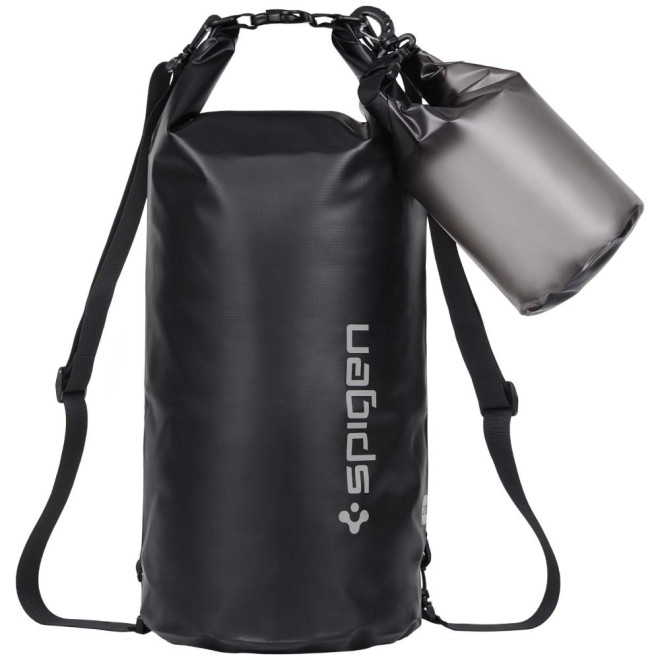 Spigen A630 Aqua Shield Dry Bag - Σετ Universal Αδιάβροχος Στεγανός Σάκος - 20L & 2L - IPX6- Solid Black / Transparent Black