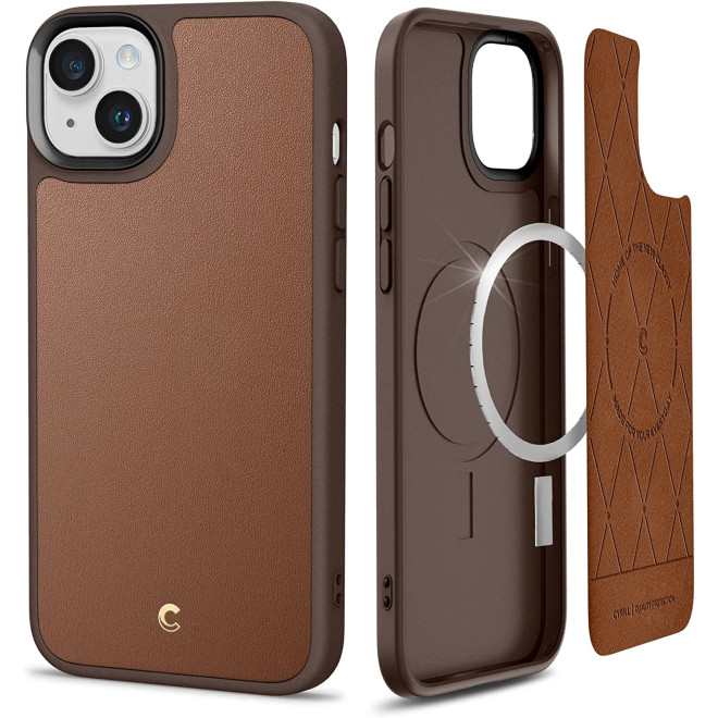 Spigen Cyrill Kajuk Mag Θήκη MagSafe με Λουράκι Χειρός - Apple iPhone 15 Plus / 14 Plus - Saddle Brown