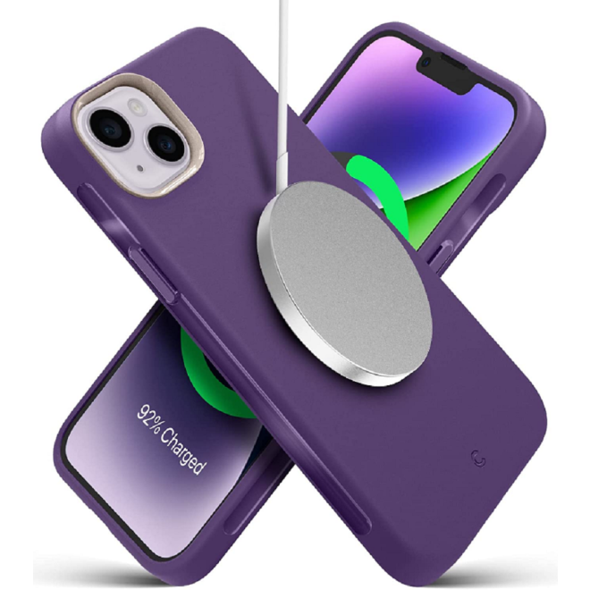 Spigen Cyrill UltraColor Mag - MagSafe Θήκη Σιλικόνης με Λουράκι Χειρός - Apple iPhone 15 Plus / 14 Plus - Taro