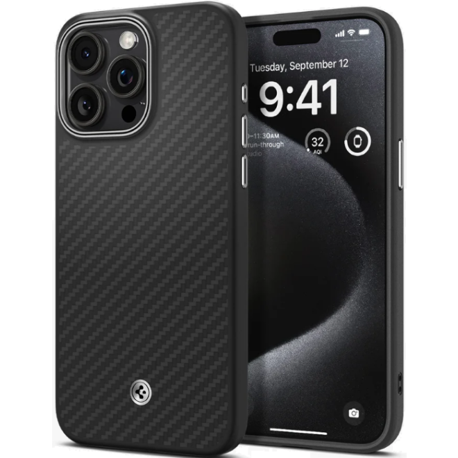Spigen Enzo Aramid MagFit - Σκληρή Θήκη MagSafe Aramid Fiber με TPU - Apple iPhone 15 Pro Max - 1500D - 2mm - Matte Black