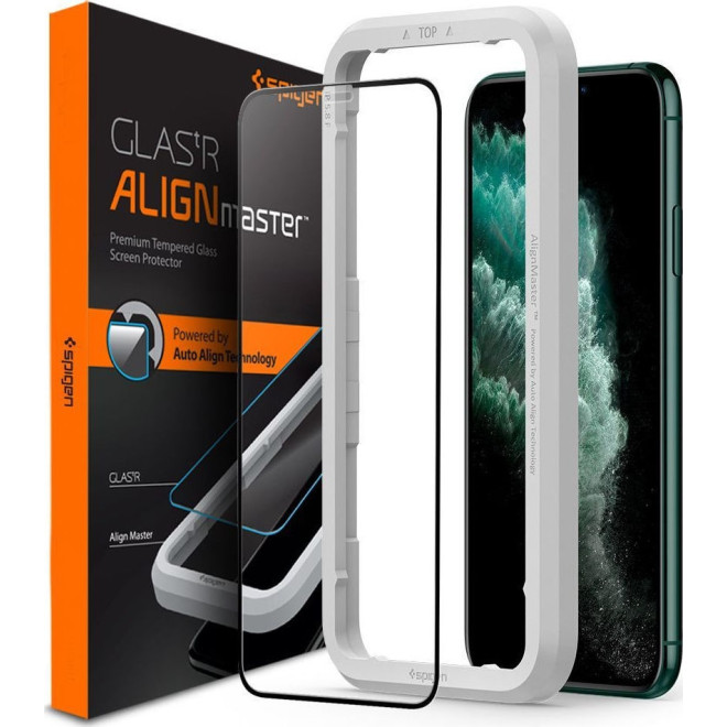 Spigen GLAS.tR ALIGNmaster - Αντιχαρακτικό Fullface Γυάλινο Tempered Glass Apple iPhone 11 Pro Max - Black 