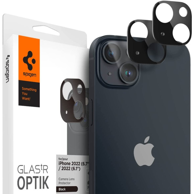 Spigen GLAS.tR OPTIK Camera Lens Protector - Αντιχαρακτικό Προστατευτικό Γυαλί για Φακό Κάμερας Apple iPhone 14 / 14 Plus - 2 Τεμάχια - Black