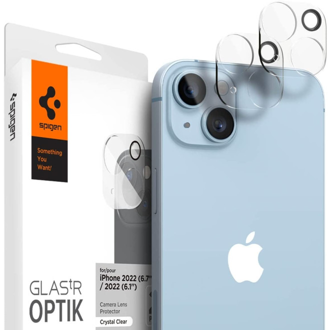 Spigen GLAS.tR OPTIK Camera Lens Protector - Αντιχαρακτικό Προστατευτικό Γυαλί για Φακό Κάμερας Apple iPhone 14 / 14 Plus - 2 Τεμάχια - Crystal Clear