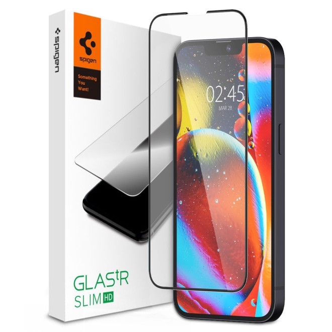 Spigen GLAS.tR Slim HD - Αντιχαρακτικό Fullface Γυάλινο Tempered Glass - Apple iPhone 16e / 14 / 13 / 13 Pro - Black