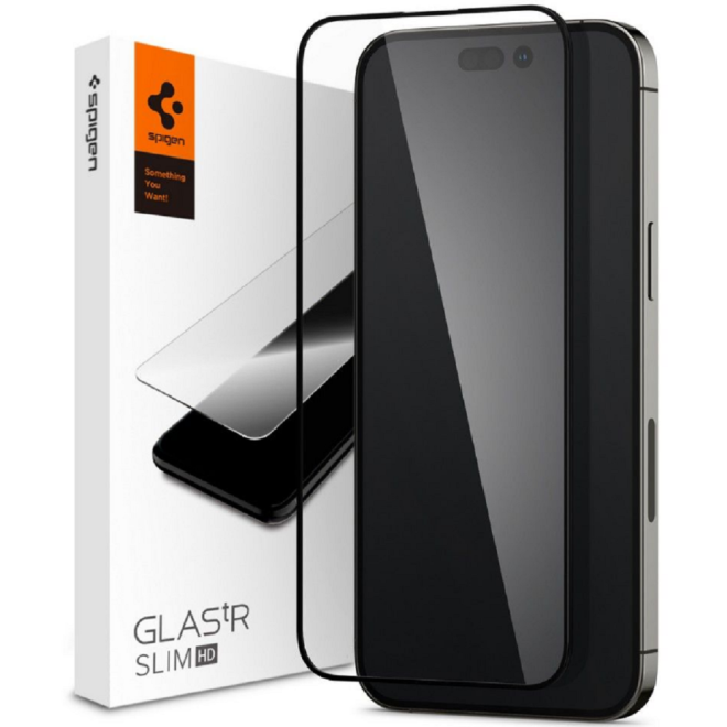 Spigen GLAS.tR Slim HD - Αντιχαρακτικό Fullface Γυάλινο Tempered Glass - Apple iPhone 14 Pro - Black