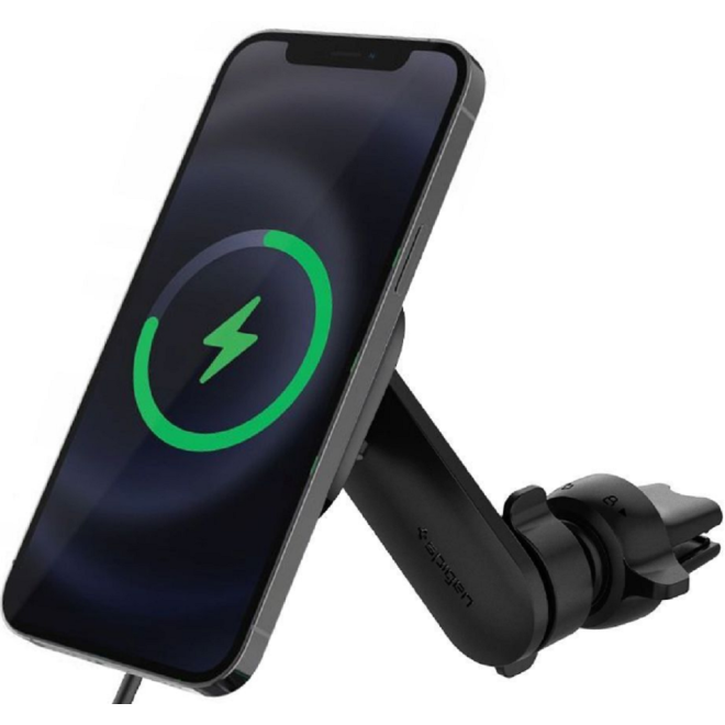 Spigen ITS12W OneTap Pro Wireless Magnetic Car Charger - Βάση Ασύρματης Φόρτισης MagSafe για Αεραγωγούς Αυτοκινήτου - 7.5W - Black 