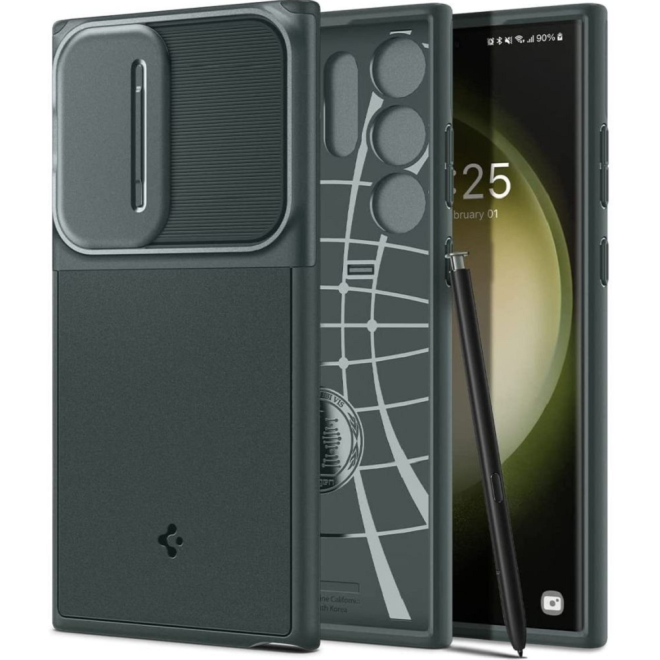 Spigen Optik Armor Θήκη με Κάλυμμα για την Κάμερα - Samsung Galaxy S23 Ultra - Abyss Green