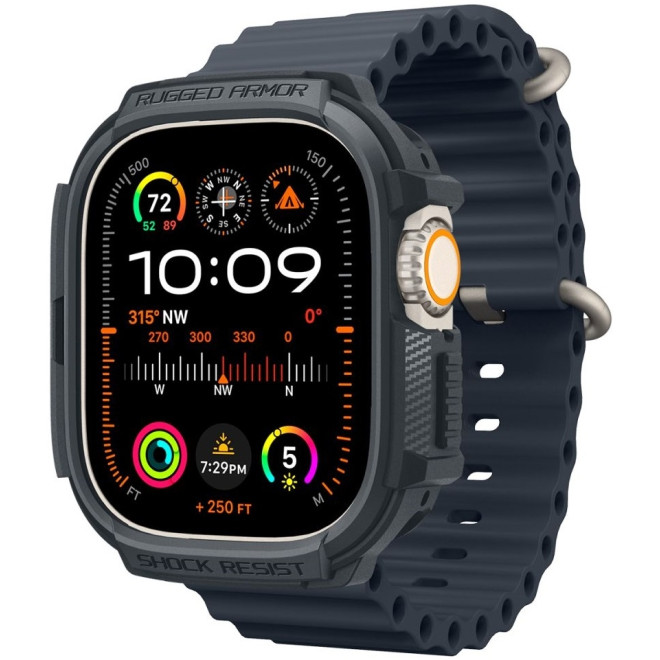 Spigen Rugged Armor - Θήκη Σιλικόνης Apple Watch Ultra 2 / Ultra 1 49mm - Dark Gray 