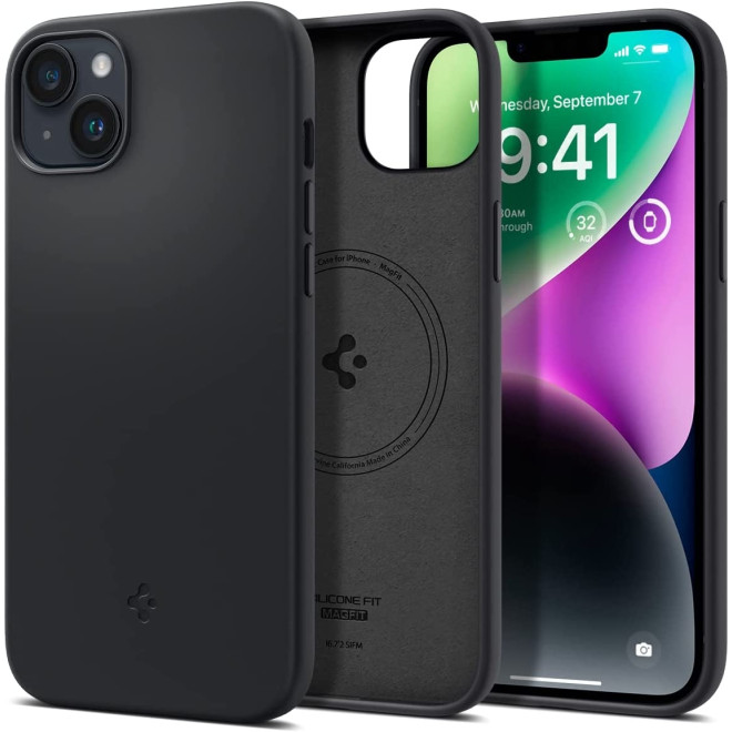 Spigen Silicone Fit MagFit - MagSafe Θήκη Σιλικόνης Apple iPhone 15 Plus / 14 Plus - Black