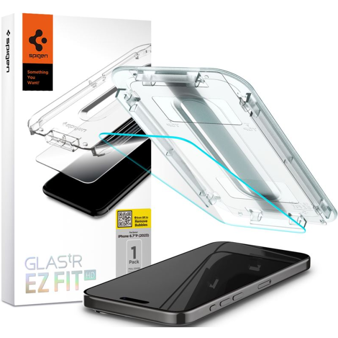 Spigen Tempered Glass GLAS.tR EZ Fit HD - Αντιχαρακτικό Γυαλί Προστασίας Οθόνης Apple iPhone 15 Pro Max - Clear