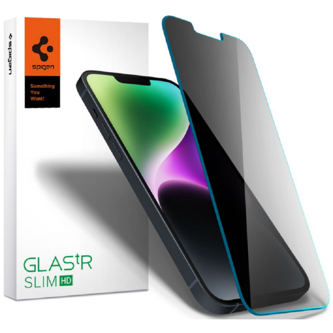 Spigen Tempered Glass GLAS.tR Slim HD Privacy - Αντιχαρακτικό Γυαλί Προστασίας Απορρήτου Οθόνης Apple iPhone 16e / 14 / 13 / 13 Pro