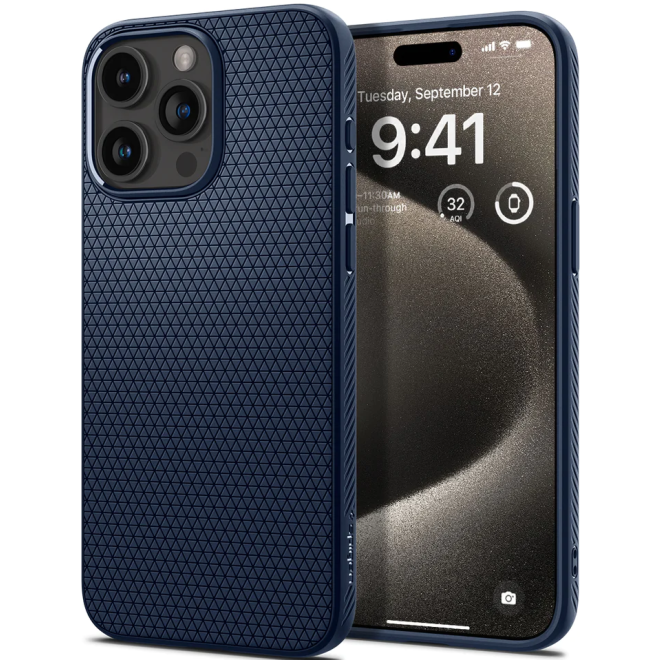 Spigen Θήκη Σιλικόνης Liquid Air - Apple iPhone 15 Pro Max - Navy Blue