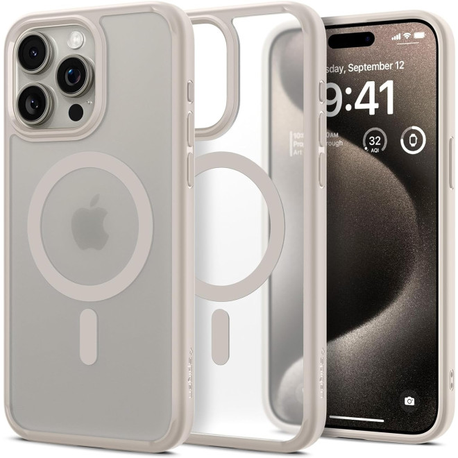 Spigen Ultra Hybrid MagFit - Θήκη MagSafe Apple iPhone 15 Pro - Frost Natural Titanium 