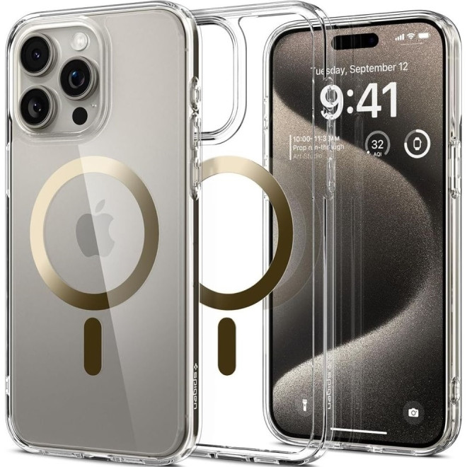 Θήκη Apple iPhone 15 Pro Max - Spigen Ultra Hybrid MagFit με MagSafe - Gold