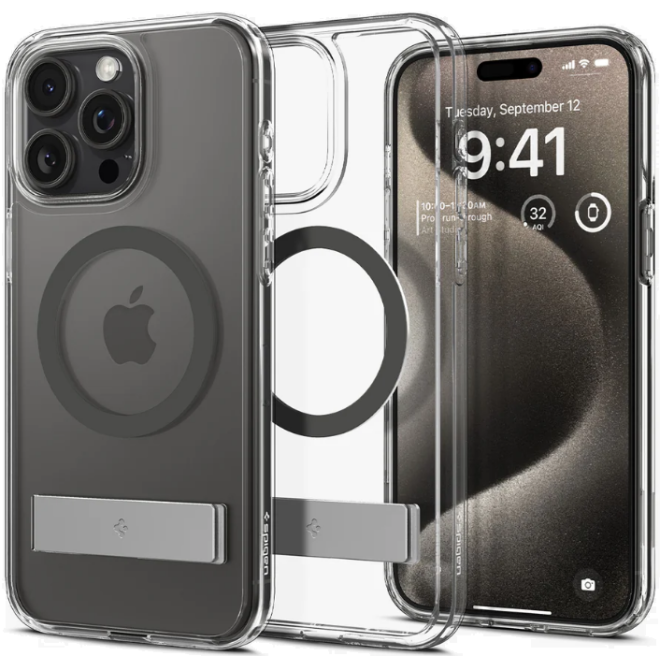 Θήκη Apple iPhone 15 Pro Max - Spigen Ultra Hybrid S MagFit Διάφανη με MagSafe - Graphite