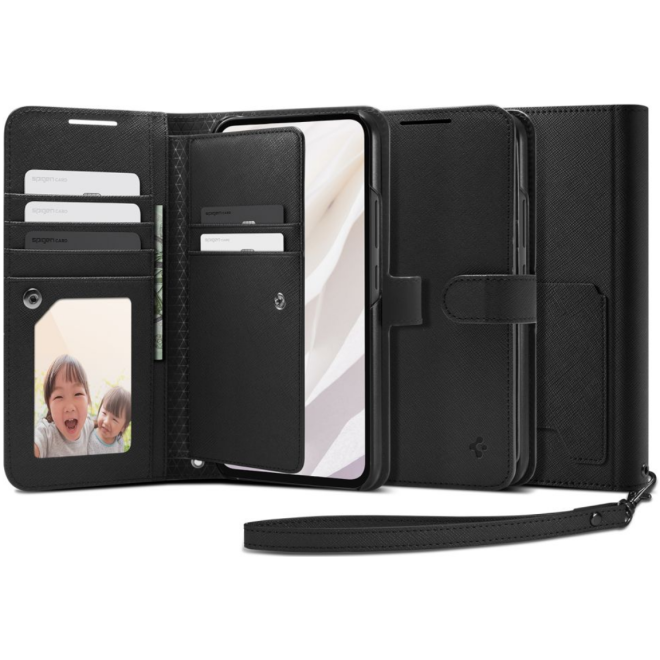 Spigen Wallet S Plus - Θήκη Πορτοφόλι Samsung Galaxy A54 με Αποσπώμενο Λουράκι Χειρός - Black