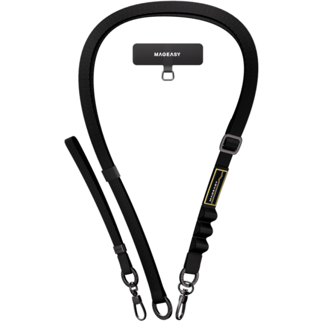 SwitchEasy 2-in-1 Utility MagEasy Sling Strap & Strap Card 20mm - Σετ 1 x Αποσπώμενο Λουράκι Λαιμού & 1 x Αποσπώμενο Λουράκι Χειρός για Θήκες Κινητών iPhone - Black