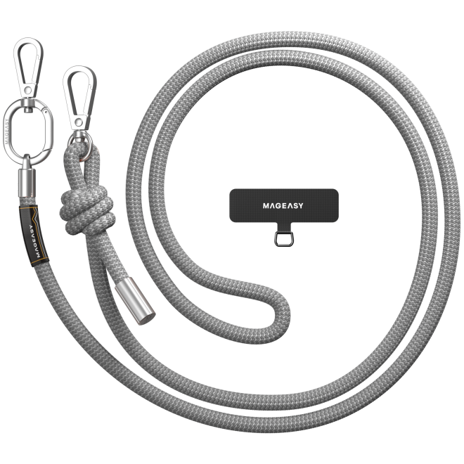 SwitchEasy MagEasy Rope Strap & Strap Card 8.3mm - Αποσπώμενο Λουράκι Λαιμού για Θήκες Κινητών iPhone - Gray