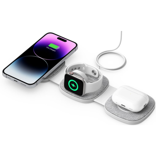 Tech-Protect A32 3 in 1 Wireless Charger - Αναδιπλούμενος Μαγνητικός Ασύρματος Φορτιστής MagSafe για iPhone 16 / 15 / 14 / 13 / 12 / Airpods / Apple Watch - 15W - Grey/ Airpods / Apple Watch - 15W - Grey
