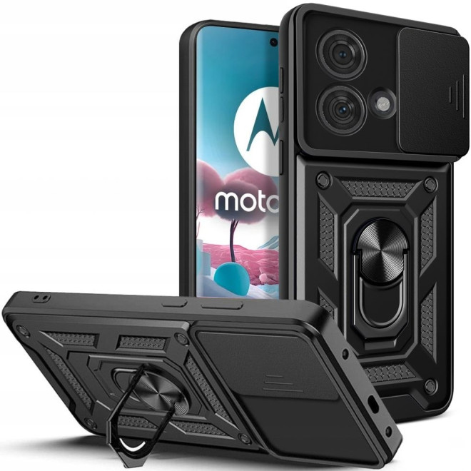 Tech-Protect Camshield Pro - Ανθεκτική Θήκη Motorola Edge 40 Neo με Κάλυμμα για την Κάμερα & Μεταλλικό Ring Holder - Black