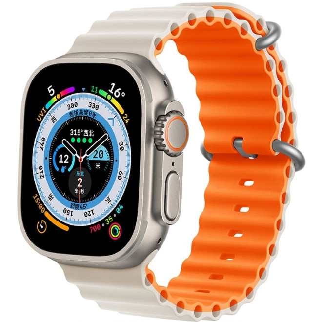 Tech-Protect Iconband Pro - Λουράκι Σιλικόνης Apple Watch Ultra2/Ultra1/SE/10/9/8/7/6/5/4 (49/46/45/44mm) - Starlight / Orange