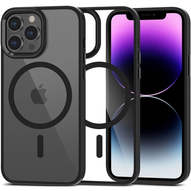 Tech-Protect MagMat - Σκληρή Διάφανη Θήκη MagSafe Apple iPhone 13 Pro Max - Black / Clear