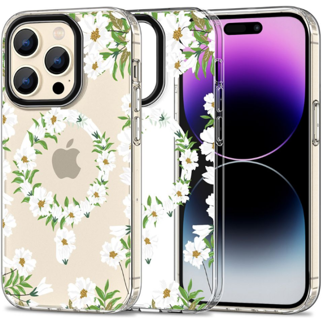 Tech-Protect MagMood - Σκληρή Θήκη MagSafe Apple iPhone 15 Pro - White Daisy