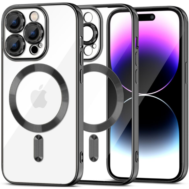 Θήκη Apple iPhone 15 Pro Max - Tech-Protect MagShine Διάφανη Σιλικόνης με MagSafe & Πλαίσιο Κάμερας
