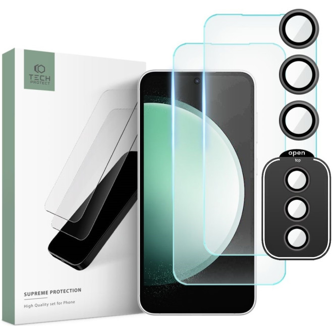 Tech-Protect Supreme Set - Σετ Tempered Glass 2 x Αντιχαρακτικά Προστατευτικά Οθόνης και 1 x Κάμερας - Samsung Galaxy S23 FE - Clear