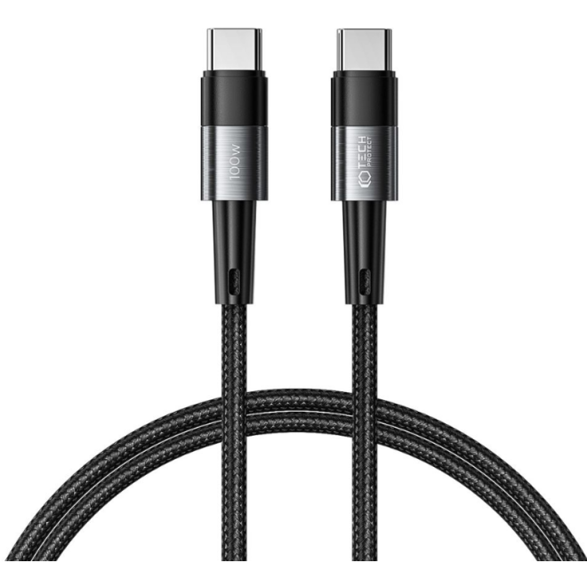 Tech-Protect Ultraboost Cable - Καλώδιο Φόρτισης και Μεταφοράς Δεδομένων Type-C σε Type-C - 100cm - 100W - 5A - Grey