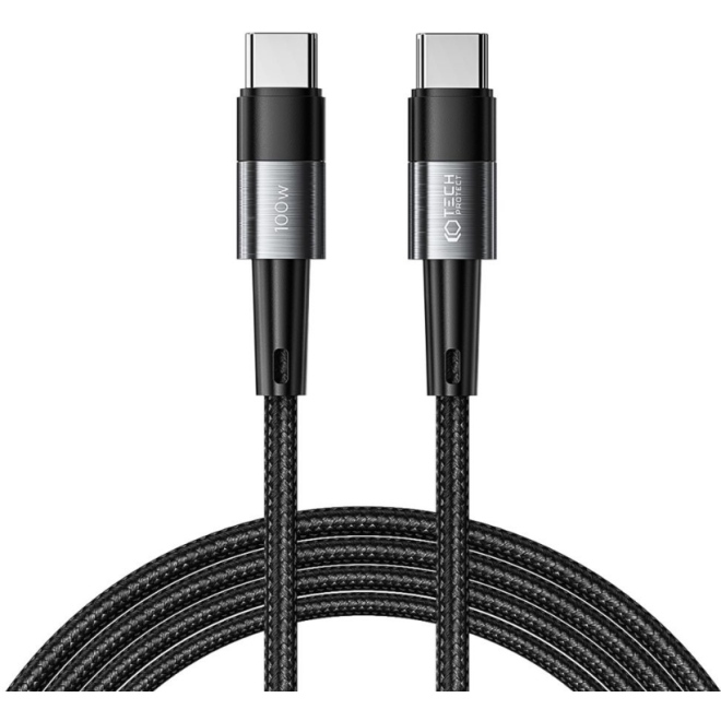 Tech-Protect Ultraboost Cable - Καλώδιο Φόρτισης και Μεταφοράς Δεδομένων Type-C σε Type-C - 200cm - 100W - 5A - Grey