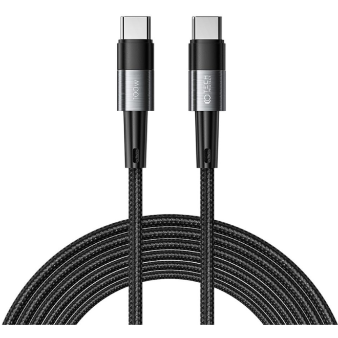 Tech-Protect Ultraboost Cable - Καλώδιο Φόρτισης και Μεταφοράς Δεδομένων Type-C σε Type-C - 300cm - 100W - 5A - Grey