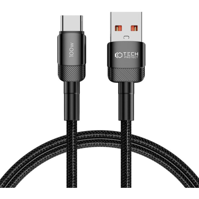 Tech-Protect Ultraboost Evo - Καλώδιο Φόρτισης και Μεταφοράς Δεδομένων USB-A σε Type-C - 100cm - 100W - 5A - Black