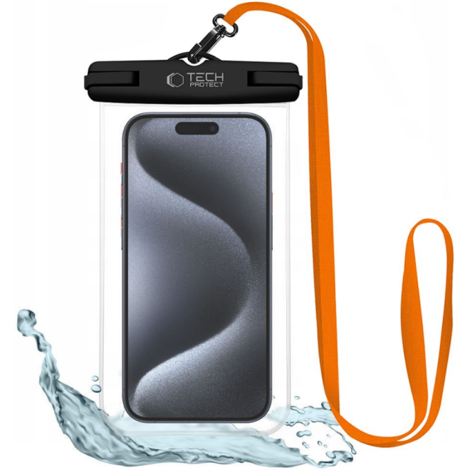 Tech-Protect UWC7 - Universal Αδιάβροχη Θήκη για Smartphone έως 6.9'' - IPX8 - Black / Orange