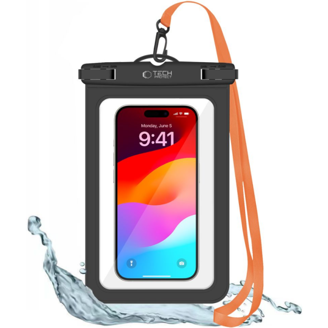 Tech-Protect UWC9 - Universal Αδιάβροχη Θήκη για Smartphone / Tablet έως 8.9'' - IPX8 - Black / Orange